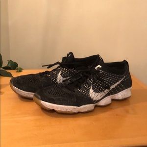 Black and White Nike Flynit Zoom Shoes